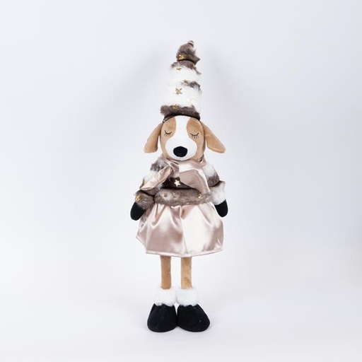 [600-46423] PERRITO CON ROPA MARRÓN, 53 CM
