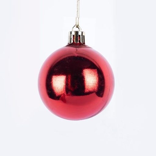 [600-46430] BOLA DE PLÁSTICO, ROJA, BRILLANTE, SET 6 PIEZAS, 6 CM