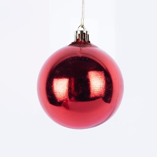 [600-46432] BOLA DE PLÁSTICO, ROJA, BRILLANTE, SET DE 6 PIEZAS, 10 CM