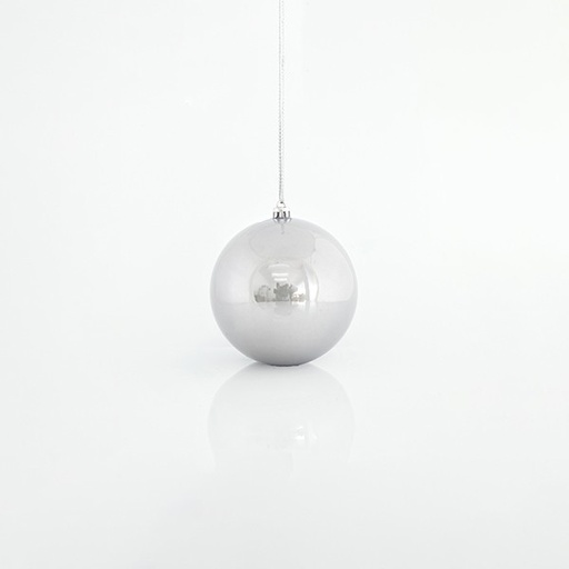 [600-46436] BOLA DE PLÁSTICO, GRIS, PERLA, SET DE 6 PIEZAS, 8 CM