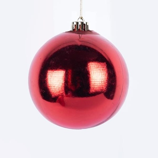 [600-46438] BOLA DE PLÁSTICO, ROJA, BRILLANTE, SET DE 2 PIEZAS, 20 CM