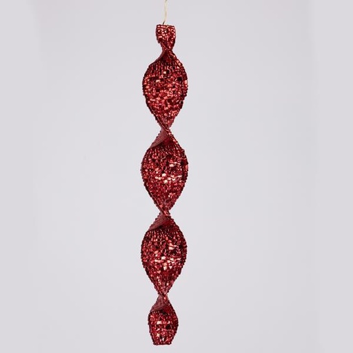 [600-46447] ESTALACTITA ACRÍLICA, ESPIRAL, ROJA, 30 CM