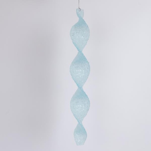 [600-46454] ESTALACTITA ACRÍLICA, ESPIRAL, AZUL CLARO, CONGELADA, CON BRILLO, 30 CM