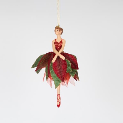 [600-46463] BAILARINA CON FALDA ROJA VERDE, 17CM