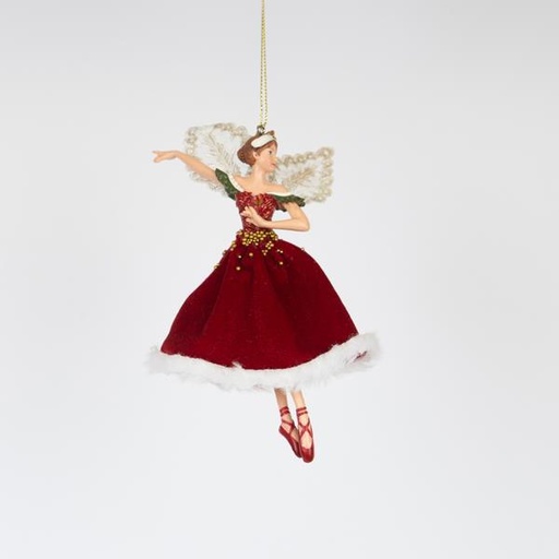 [600-46471] HADA CON FALDA DE PELO ROJO, 15,5 CM