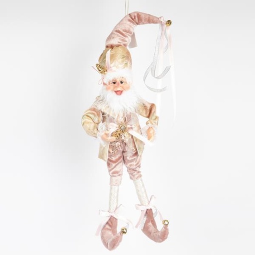 [600-46481] ELFO CON ROPA DE LUJO DE ORO ROSA, 50,8 CM