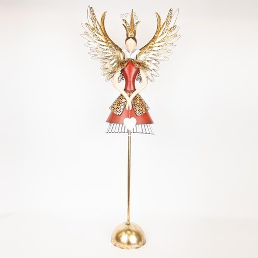 [600-46484] PRINCESA METÁLICA CON CORAZÓN BLANCO, 104,14CM