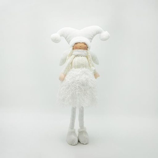 [600-46641] NIÑA CON ROPA BLANCA Y FALDA ILUMINADA, 63CM