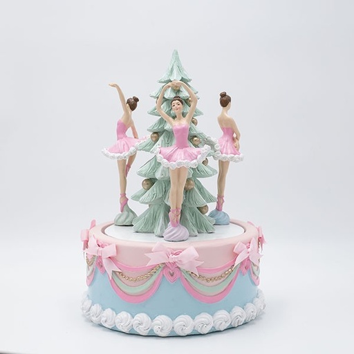 [600-46743] PASTEL DE POLIRESINA, CAJA DE MÚSICA, 22,7X22,7X31,7CM