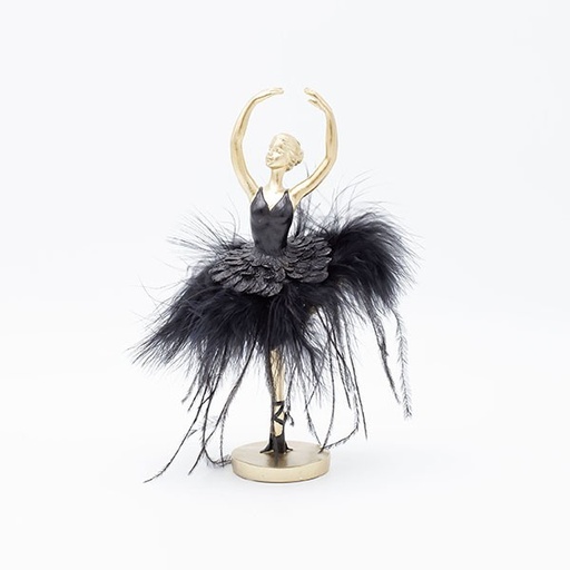 [600-46759] BAILARINA DE POLIRESINA, PIRUETA, CON VESTIDO NEGRO, 14X13X21,7CM