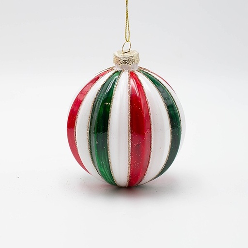 [600-46783] BOLAS DE CRISTAL, COLOR CARAMELO, ROJO, VERDE Y BLANCO, JUEGO DE 4 UNIDADES, 10 CM