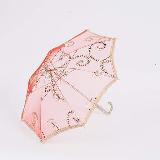 [600-46882] PARAGUAS, ORGANZA ROJA, 41CM