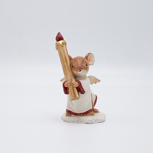[600-46910] FIGURA DECORATIVA DE POLIRRESINA, ÁNGEL RATÓN, 6,5 X 12 CM