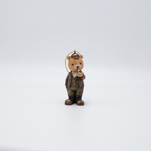 [600-46953] ADORNO COLGANTE DE POLIRESINA, OSO VINTAGE CON TUBO, 5X9,5CM