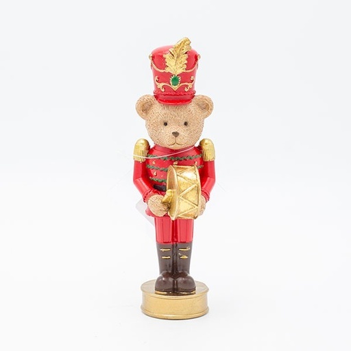 [600-46962] DECORACIÓN DE POLIRESINA, SOLDADO OSO CON TAMBOR, 6,5X17,5CM