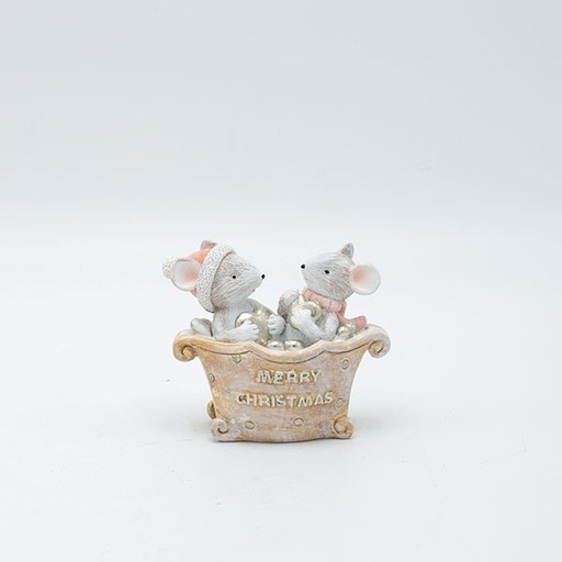 [600-46969] FIGURA DECORATIVA DE POLIRRESINA, RATONES EN LA BAÑERA, 9 X 7 CM.