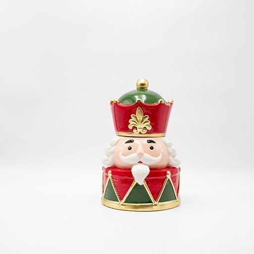 [600-47032] TARRO DE GALLETAS, CASCANUECES, VERDE ROJO, DECORATIVO, 18X27,3CM