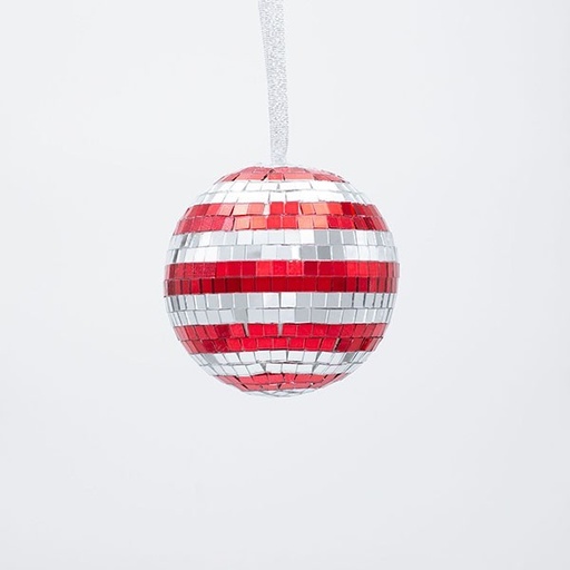 [600-47045] BOLA DE CRISTAL, DISCO, ROJO PLATA, 8CM