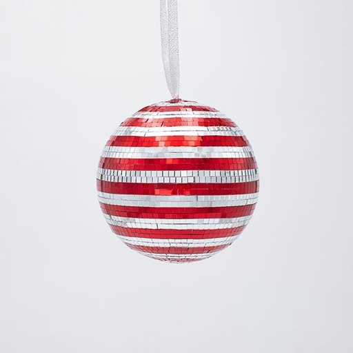 [600-47048] BOLA DE CRISTAL, DISCO, ROJO PLATA, 10CM