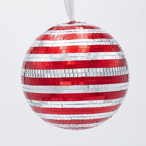 [600-47054] BOLA DE CRISTAL, DISCO, ROJO PLATA, 20CM