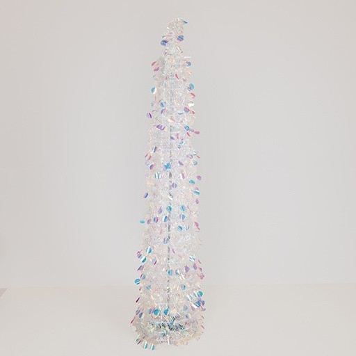 [600-47068] CONO CON LENTEJUELAS, IRIDISCENTE, PLEGABLE, 150CM