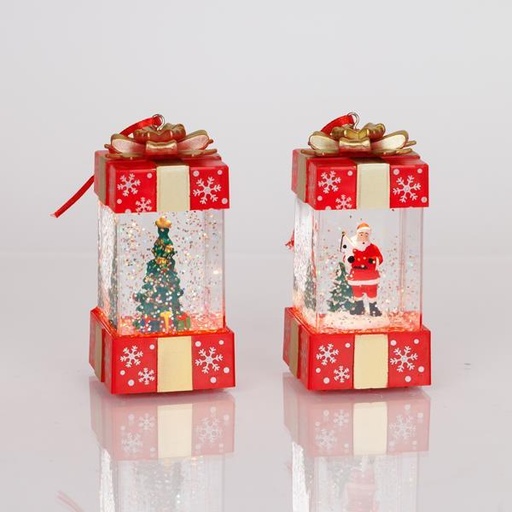 [600-47220] CAJA DE REGALO ILUMINADA, CON AGUA EN SU INTERIOR, CAJA PARA PILAS 3*LR44, LED BLANCO CÁLIDO, 5,3X5,3X12CM, 2 DISEÑOS, IP20, CAJA DE EXPOSICIÓN (16 UDS.)