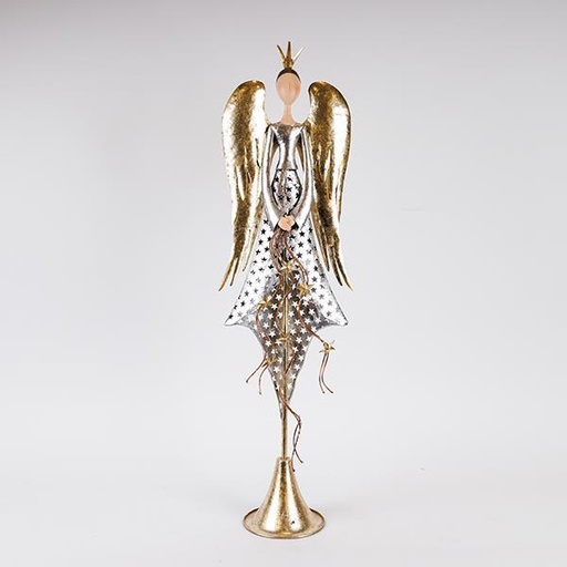[600-47223] ÁNGEL CON ALAS DORADAS, METAL, 23,5X15,24X86,36CM