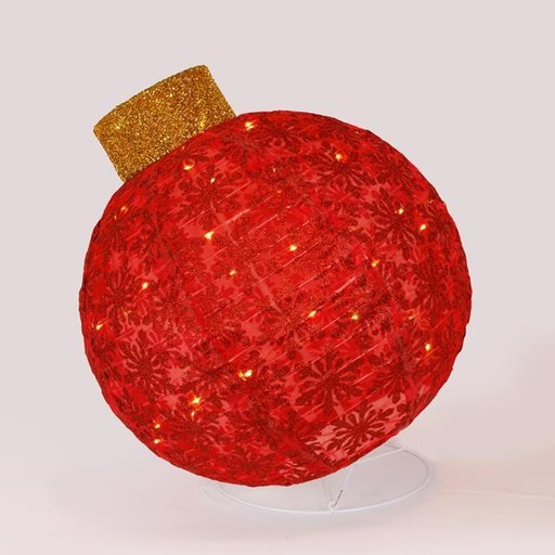 [600-47243] BOLA NAVIDEÑA ROJA ILUMINADA, CON BASE, ADAPTADOR DE 4,5 V, 100 LED BLANCO CÁLIDO, 64 X 64 X 77,5 CM, CABLE DE 5 M, IP44