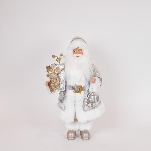 [600-47263] PAPÁ NOEL, PLATA ORO, CON LINTERNA, 45CM
