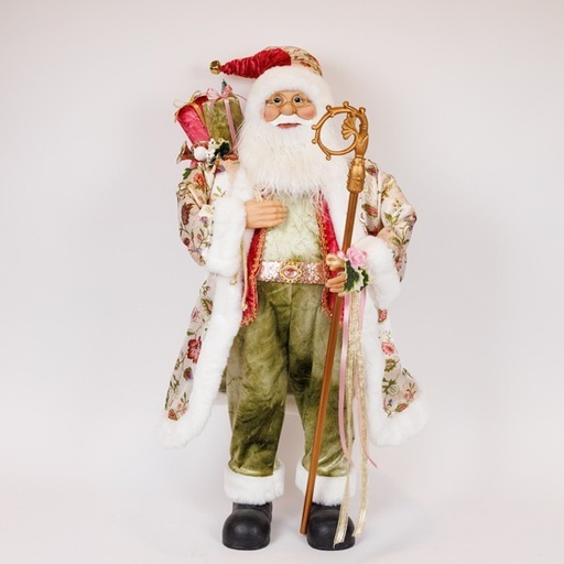 [600-47307] PAPÁ NOEL, CON ROPA VINTAGE ROSA, 90 CM