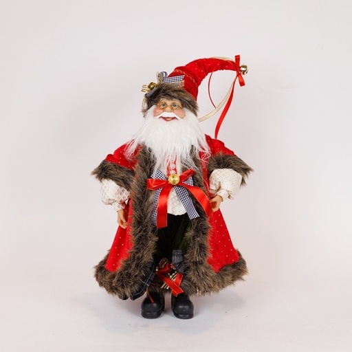 [600-47310] PAPÁ NOEL CON ROPA DE CUADROS ROJOS Y NEGROS, 46 CM
