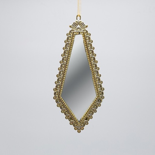 [600-47371] ADORNO COLGANTE, ESPEJO VINTAGE, GOTA DORADA, 19X8CM