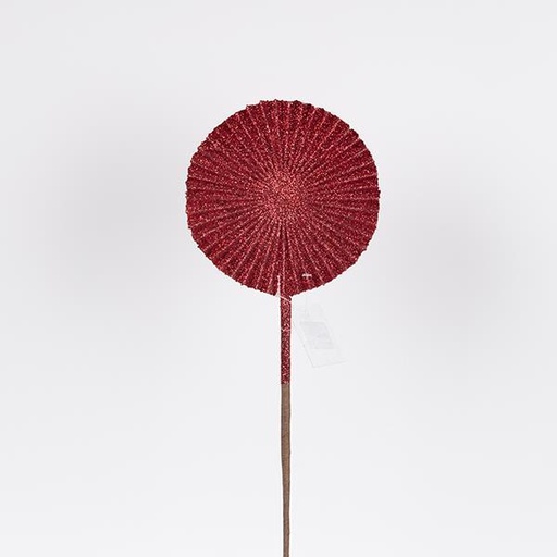 [600-47407] ABANICO, ROJO CON BRILLO, 15X51CM