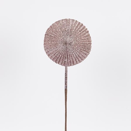 [600-47428] ABANICO ROSA CON BRILLO, 16X51CM