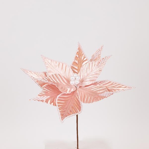 [600-47513] FLOR ROSA CON PERLAS BLANCAS, 30X30CM