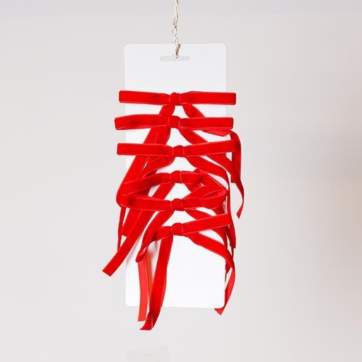 [600-47544] LAZOS DE TERCIOPELO PEQUEÑOS, ROJOS, SET DE 6 PIEZAS, 13X19CM