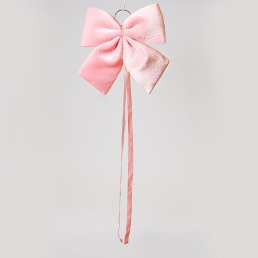 [600-47565] LAZO, TERCIOPELO ROSA, CON CINTA, 34CM
