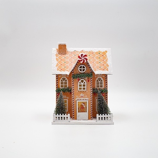 [600-47754] CASA DE PAPEL, BEIGE CON CARAMELOS, ILUMINADA, 15,5X12X20,5CM