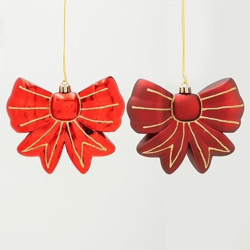 [600-47811] ADORNO DE PLÁSTICO, LAZO, ROJO, JUEGO DE 2 PIEZAS, 11 CM