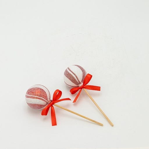 [600-47823] ADORNO DE PLÁSTICO, PIRULETA, CARAMELO, SET DE 6 PIEZAS, 4 CM