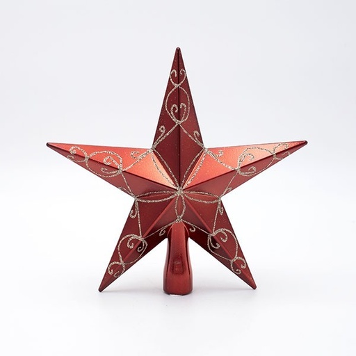 [600-47826] ÁRBOL DE COPA DE PLÁSTICO, ROJO, CON PURPURINA DORADA, 20 CM
