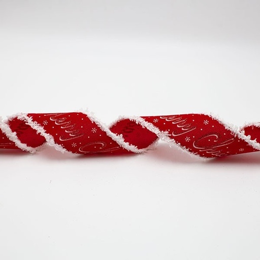 [600-47853] CINTA ROJA CON BORDES BLANCOS ESPONJOSOS, 914X6,3CM