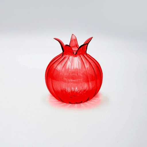 [600-47896] GRANADA DE VIDRIO, ROJO TRANSPARENTE, 9,8 CM