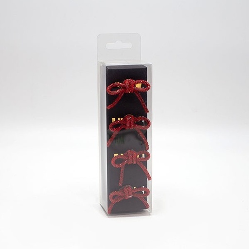 [600-47922] ANILLOS DE TOALLA, METAL, LAZO ROJO CON ESTRELLAS, SET DE 4 PIEZAS, 5X4X4,5CM