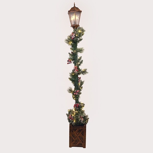 [600-47923] COLUMNA CON GUIRNALDA NAVIDEÑA, ILUMINADA, CON ADAPTADOR, 210CM
