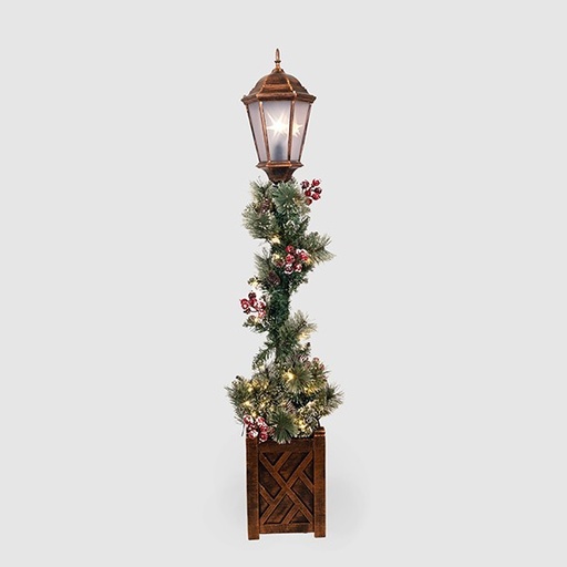 [600-47924] COLUMNA CON GUIRNALDA NAVIDEÑA, ILUMINADA, CON ADAPTADOR, 150CM