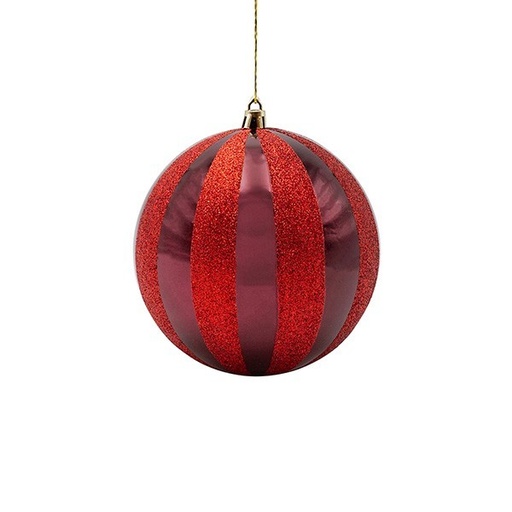 [600-47961] BOLAS DE PLÁSTICO COLOR BURDEOS CON PURPURINA ROJA, JUEGO DE 2 UNIDADES, 12 CM