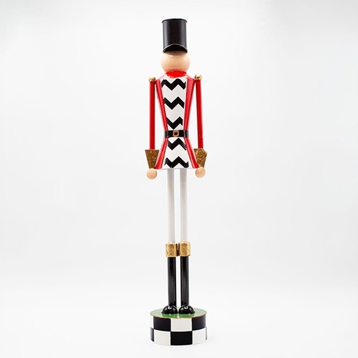 [600-47982] CASCANUECES METÁLICO, CUADROS NEGROS CON ROJO, 110 CM