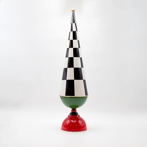 [600-47986] ÁRBOL METÁLICO, CUADROS NEGROS CON ROJO, 55 CM