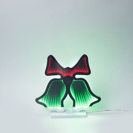 [600-48017] ESPEJO DECORATIVO BELLS 29X27CM CON CINTA LED, ADAPTADOR, 116 LED, LED VERDE Y ROJO, CABLE 3M, IP44